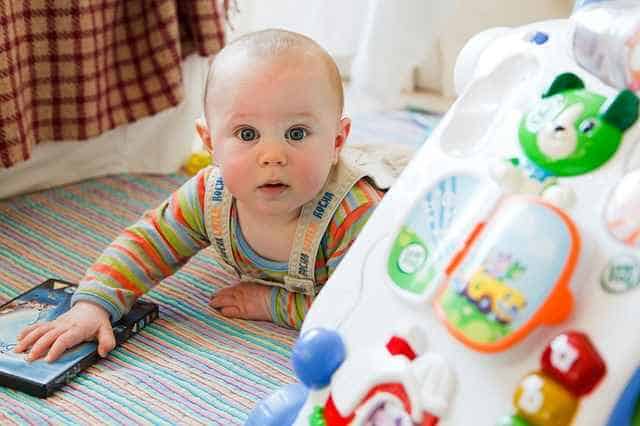 Child playing in safe play area